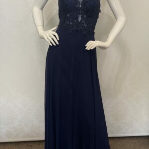 Granatowa Suknia Maxi w stylu Glamour.